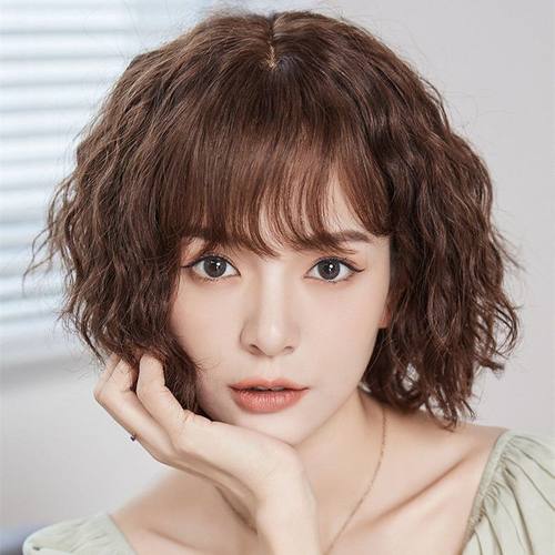 假发女全头套短发真发全真人发中老年卷发羊毛卷妈妈款全真自然