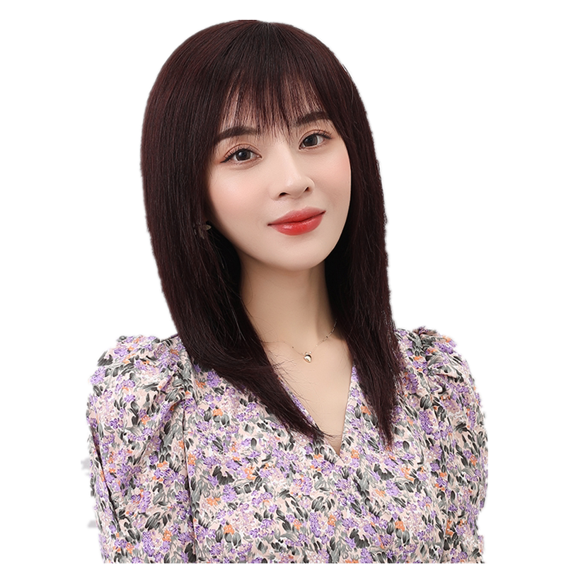 假发女长发仿真全头套式真人发中长发适合圆脸锁骨发自然真发发型