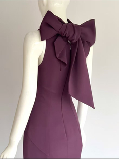 芷汀「华丽共谋」包臀显腰身修身 连衣裙 礼服裙蝴蝶结绑带气质晚装