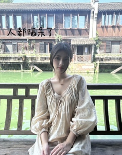 外套 芷汀「知溪」苎麻棉复古刺绣度假宽松上衣设计感清冷风女小衫