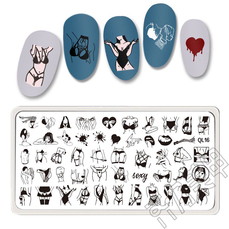 美甲印花板转印版模板钢板印章全套指甲画花彩绘泡泡玛特海绵宝宝