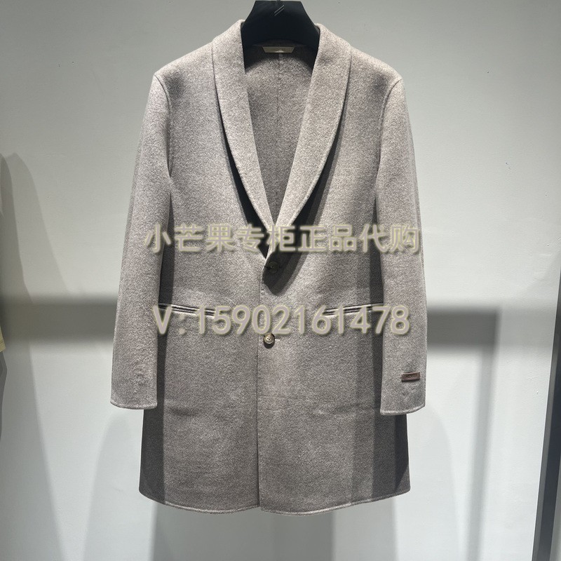 双面呢羊毛大衣中长款单排扣