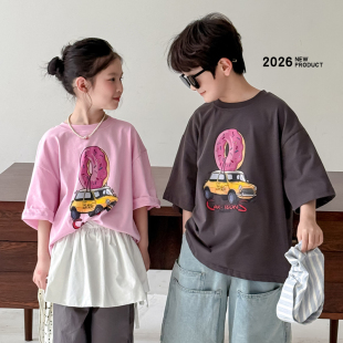 女童超好看大版宽松短袖款t恤纯棉夏季2026新款儿童女款半袖上衣