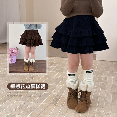 垂感花边蛋糕裙+秋季+甜美