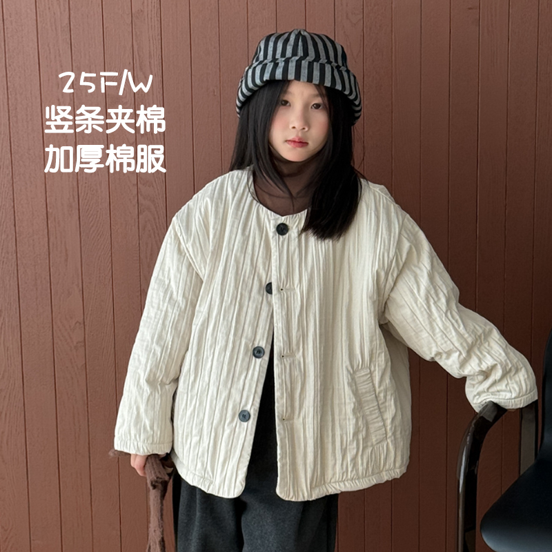竖条夹棉加厚棉服+冬季