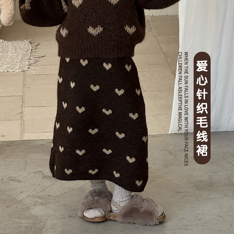 女童巨好看森系针织毛线半身裙长款秋冬季2025新款儿童宝宝半裙子