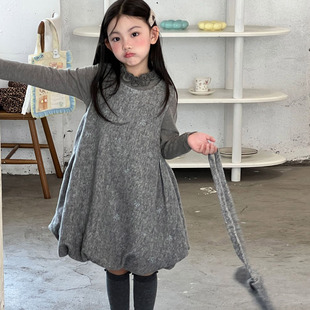 女童轻奢小众高端毛呢花苞连衣裙秋季2026新款儿童女款高级感裙子