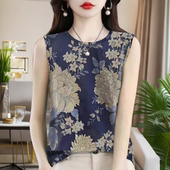 2024新款 上衣女内穿 印花内搭无袖 背心女外穿夏季 宽松大码