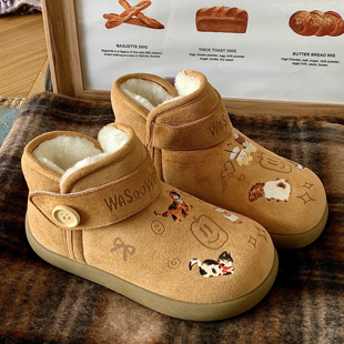 加绒加厚保暖棉鞋 冬季 外穿防滑棉靴子 2025新款 可爱猫咪雪地靴女款