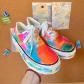 小众厚底软底手绘帆布鞋 春夏溶解鞋 彩色韩国明星同款 GD涂鸦小白鞋