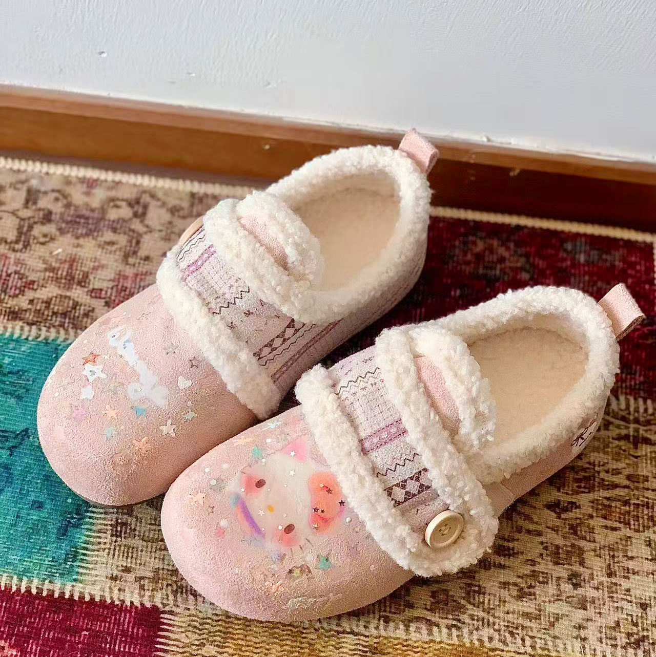 可爱全包粉色毛绒勃肯鞋女新款冬季加绒保暖棉鞋外穿棉鞋雪地靴,女鞋,时尚雪地靴,淘宝优惠券,粉丝福利购,淘宝优惠卷