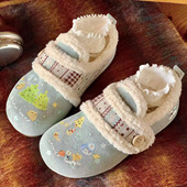 厚底加绒勃肯鞋 雪人女冬季 保暖毛毛棉鞋 新款 魔术贴一脚蹬懒人鞋