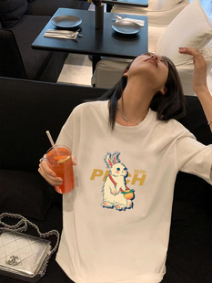 孕妇装加大白色短袖t恤女情侣显瘦印花夏宽松妈妈设计感小众上衣