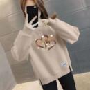 oversize宽松薄款 新款 上衣潮 百搭加绒加厚卫衣女秋冬季 小个子时尚