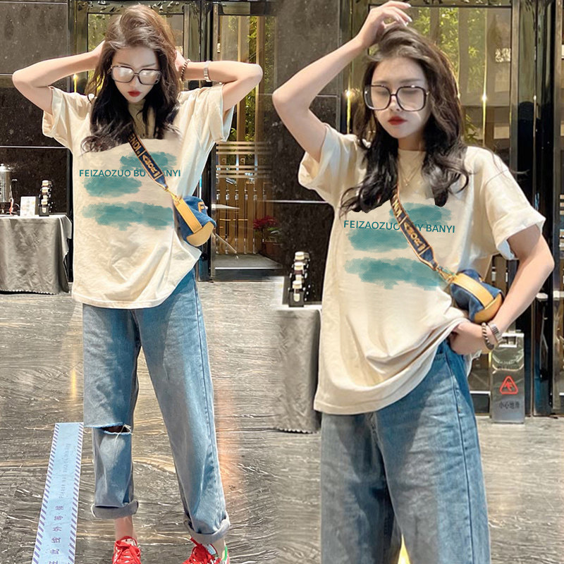 妈妈短袖t恤女夏季宽松设计感小众法式复古港味chic女装上衣ins潮