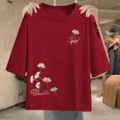 t恤女宽松大码 半截袖 体桖衫 清仓捡漏妈妈中老年八分袖 上衣打底衫