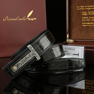 歆月银S925纯银皮带扣男士 腰带 本命年礼物送礼复古真皮鳄鱼皮裤