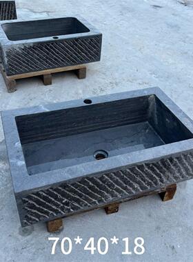 青石洗手盆石头方形室外庭院户外洗手池拖把家用水槽石槽石材