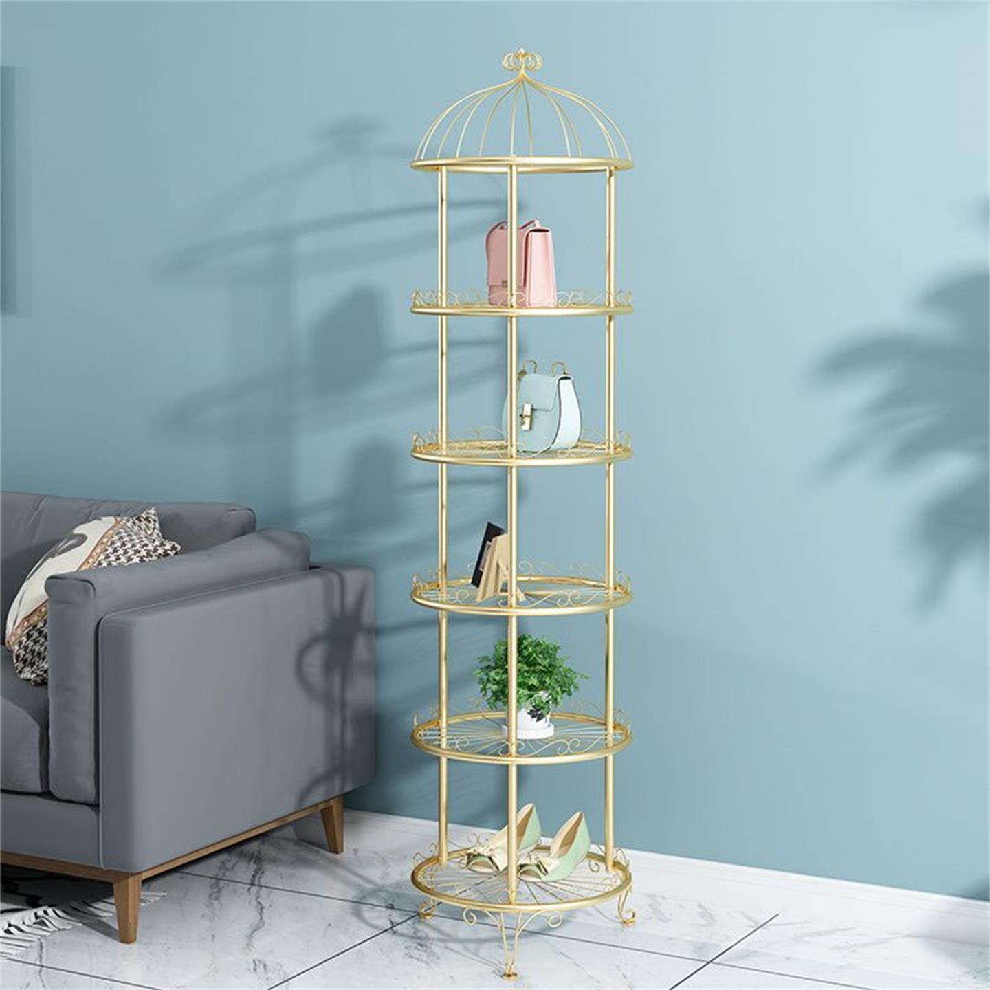 铁艺多层鸟笼花架客厅装饰置物架卧室鞋店包包鞋架落地式展示架子