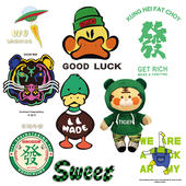 布贴热熔胶t恤烫画贴布卡通装 饰国潮图案贴花中国风刺绣贴补丁贴