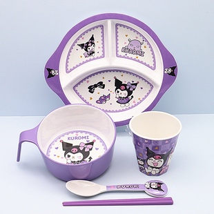 新款 大容量库洛米把手碗儿童饭碗学生宿舍泡面碗密胺碗勺盘食品级