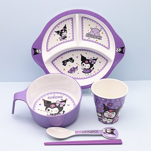 新款大容量库洛米把手碗儿童饭碗学生宿舍泡面碗密胺碗勺盘食品级