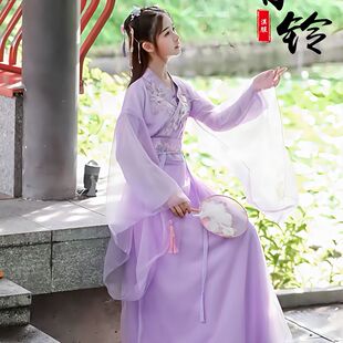 2025古装女中国风汉服改良连衣裙学生超仙气交领襦裙古风夏季套装