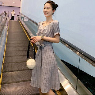 显瘦连衣裙S6179 甜美学院风淑女气质修身 配腰带 原创新款 酷伽夏季