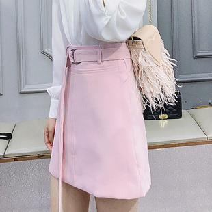 酷伽潮流夏季 送腰带 高腰纯色包臀裙ins风舒适直筒半身裙9001
