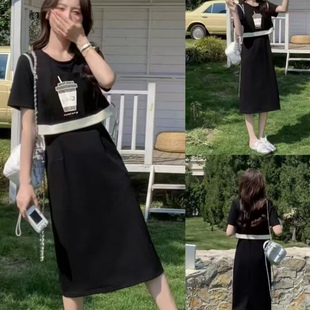 气质假两件连衣裙8728LYQ短袖休闲ins风仙女裙