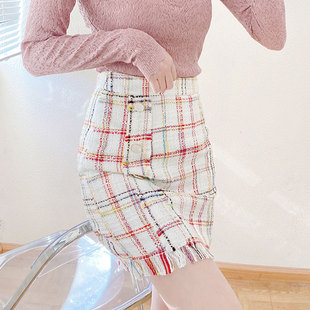 酷伽春秋新款 包臀短裙5082 粗花呢半身裙女甜美小清新时尚