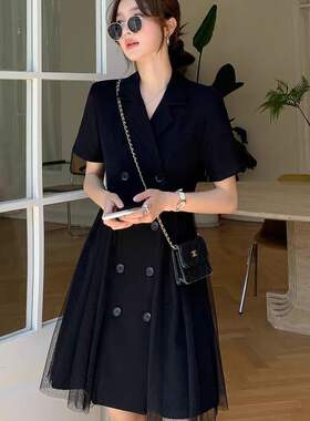 连衣裙 C31LYQins风休闲仙女裙双排扣女士
