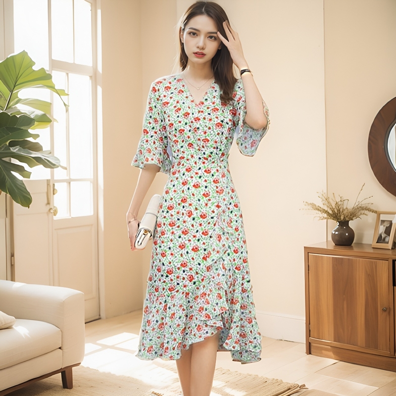 修身显瘦夏季系带连衣裙