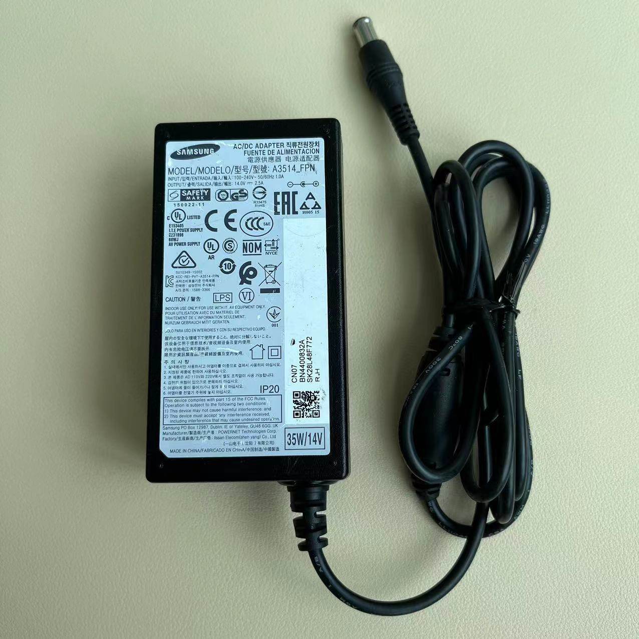 拆机原装三星14v2.5a电脑液晶显示器电源适配器35W送线A3514-FPN