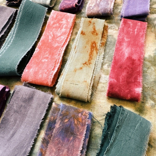 植物染布条手工手作diy布料手撕毛茬手账材料布艺手机绳草木染