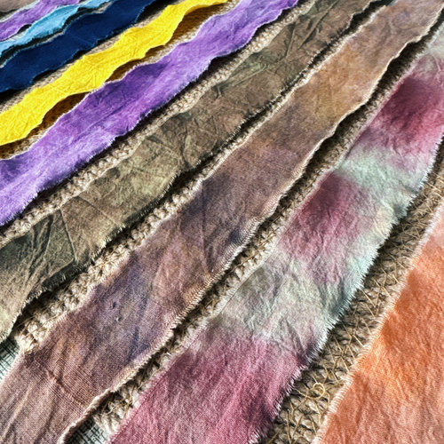 植物染纯棉手撕毛茬布条手工diy手机绳布艺包链鲜花绑绳一米两米