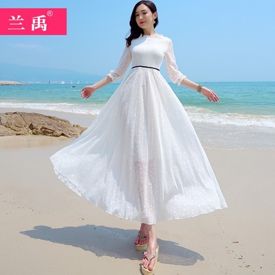 新款甜美风度假及踝雪纺连衣裙