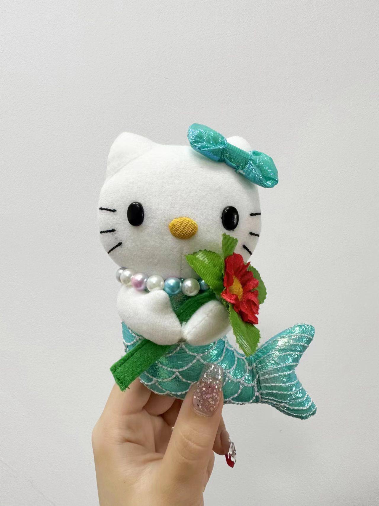 hello kitty人鱼公主梦幻渐变尾巴卡通钥匙扣汽车钥匙挂件创意