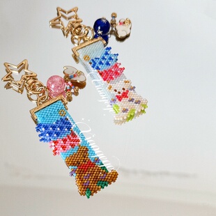 diy串珠材料包手工日本miyuki古董珠手工 手机链鲤鱼旗泰迪熊视频