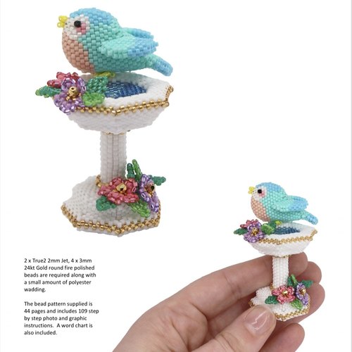 diy串珠小鸟浴池材料包 进口 日本miyuki古董珠db31 捷克枣珠编织