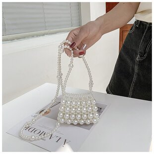 巴掌大小零钱包包法式手工编织珍珠包串珠单肩包迷你斜挎口红包