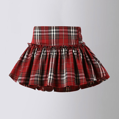 女童格纹半身裙千禧学院风格子