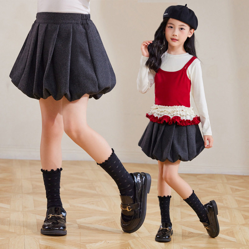 女童装半身裙秋冬毛呢蓬蓬云朵短裙子儿童洋气灰色花苞百褶裙女孩,童装/婴儿装/亲子装,半身裙,淘宝优惠券,粉丝福利购,淘宝优惠卷