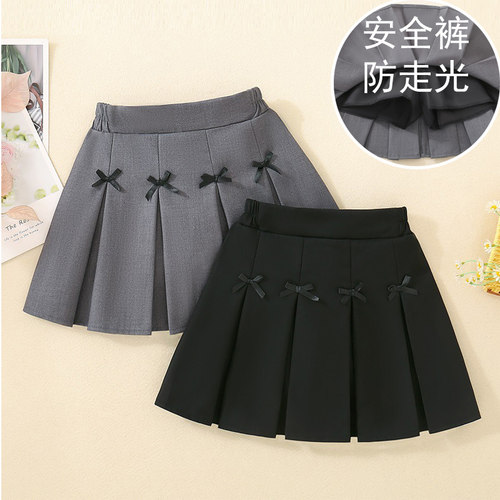 女童半身裙儿童时尚蝴蝶结百褶裙