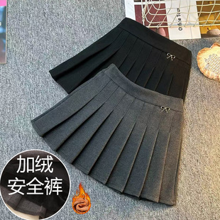 女童半身裙毛呢加绒2026春秋冬新款儿童短裙加厚高腰大童百褶裙子