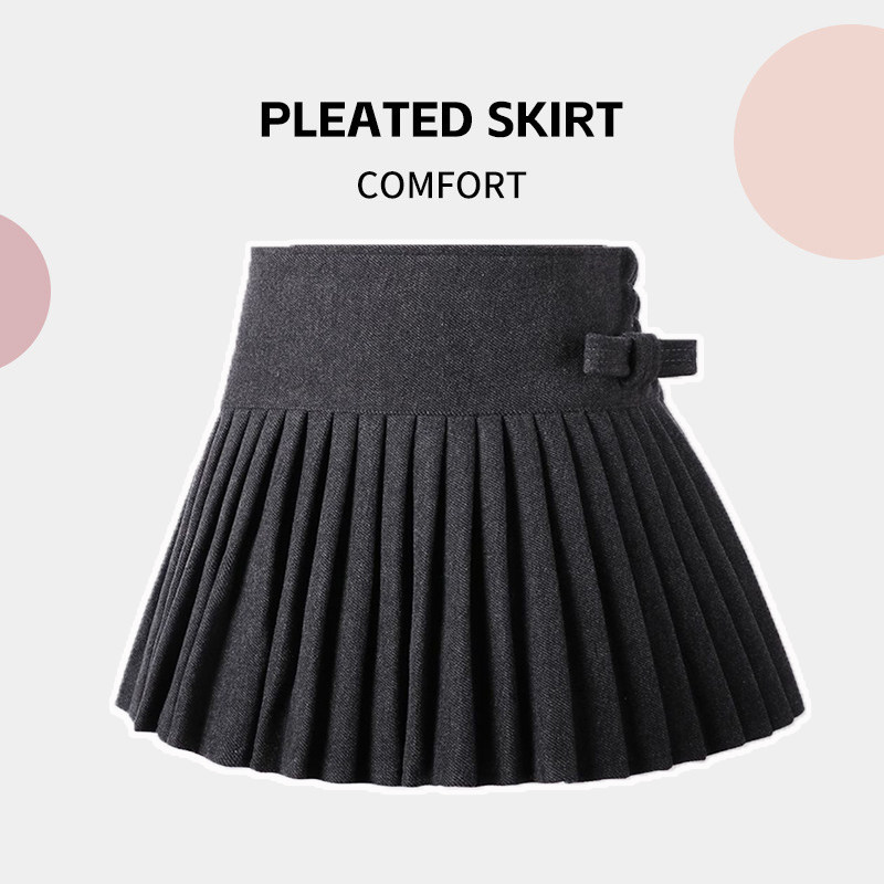 女童半身裙秋冬装毛呢子灰色高腰蝴蝶结儿童百褶裙新款女孩短裙裤,童装/婴儿装/亲子装,半身裙,淘宝优惠券,粉丝福利购,淘宝优惠卷