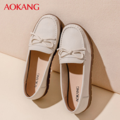 子春季 乐福鞋 款 奥康妈妈鞋 软底舒适中老年平底单鞋 女士皮鞋 豆豆鞋