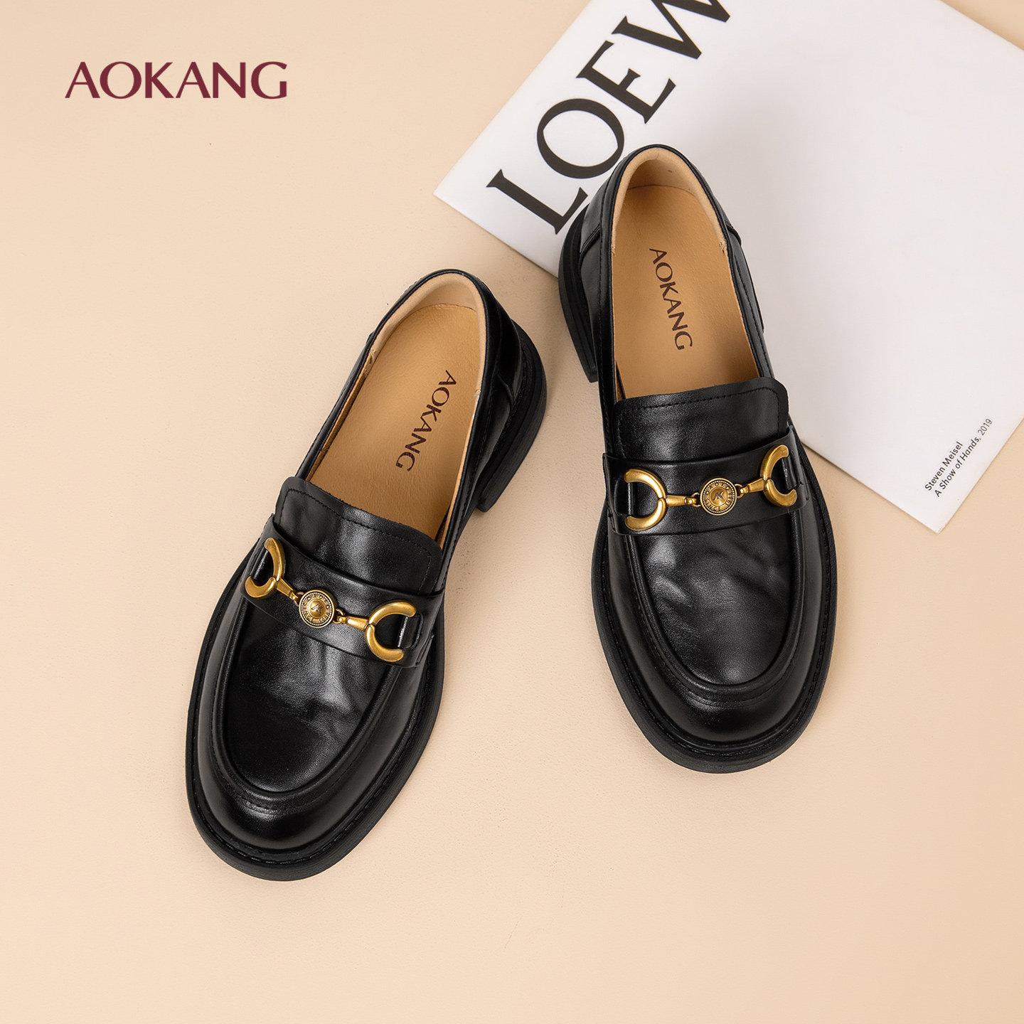 奥康女鞋2026年春季新款真皮低跟乐福鞋舒适不累脚妈妈鞋工作单鞋,女鞋,乐福鞋（豆豆鞋）,淘宝优惠券,粉丝福利购,淘宝优惠卷