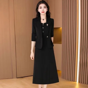 西装 中年妈妈时尚 两件套春秋新款 薄款 连衣裙套装 时尚 首单直降