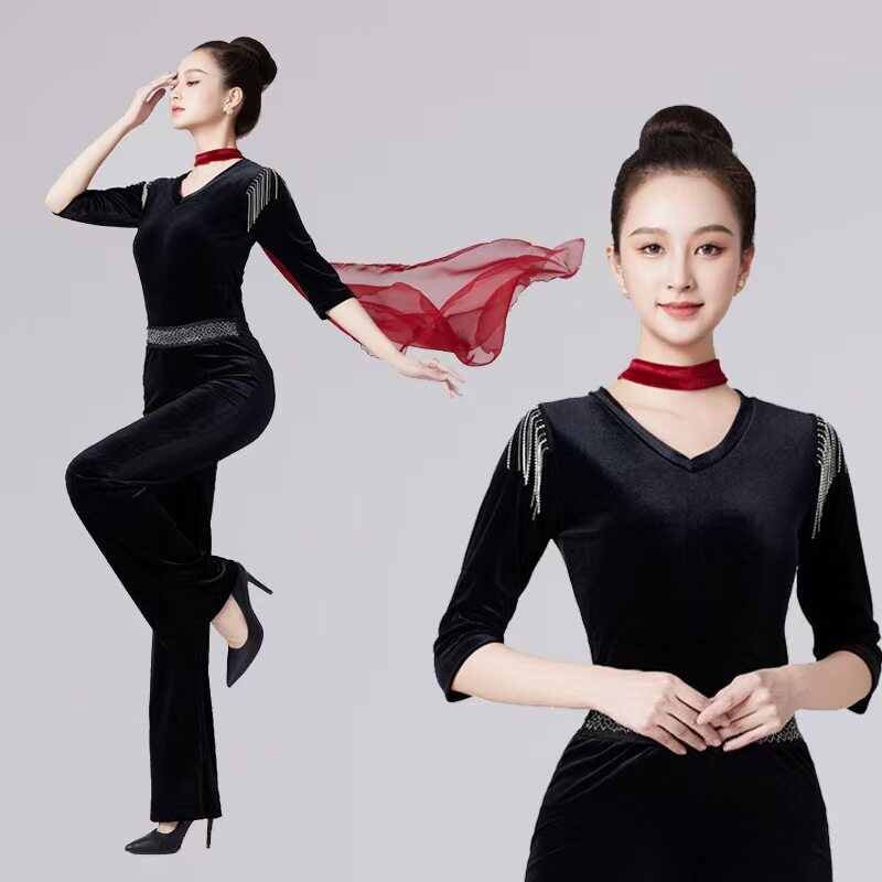 金丝绒形体服套装成人导师舞蹈服